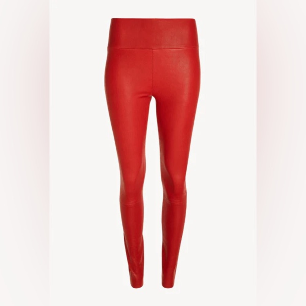 SPRWMN Red Leather Ankle Leggings New Size XS